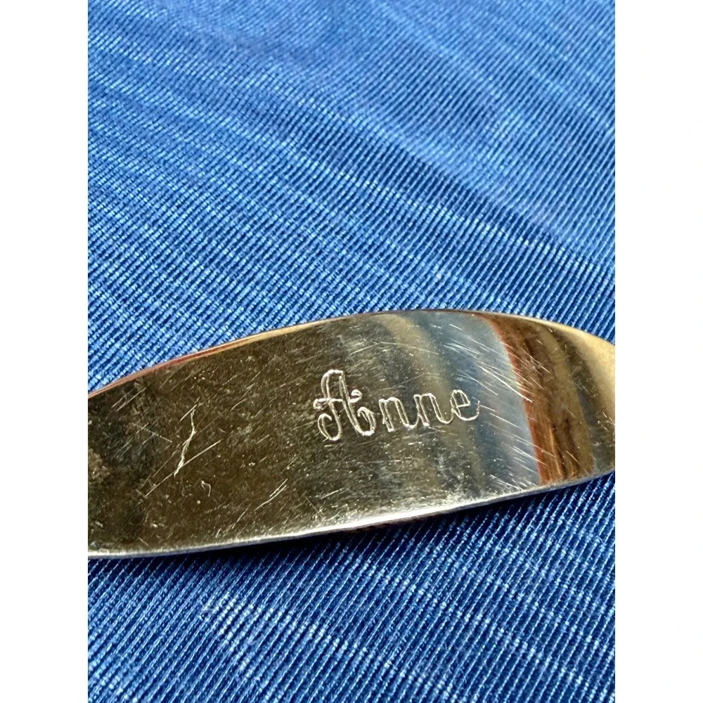 Vintage Gold Tone Personalized Anne Engraved Name Barrette Hair Clip Accessory